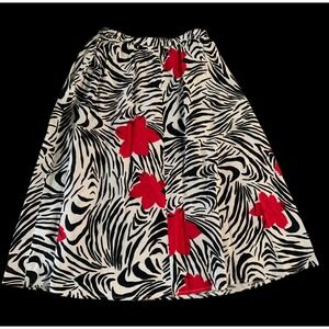 Vintage Flirty Rhodes Resort Core Zebra  Red Floral Midi boho chic retro glam- M